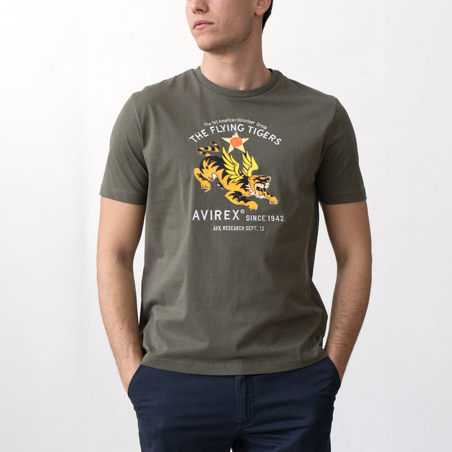 Printed T-Shirt - Flying Tiger - Military Green
