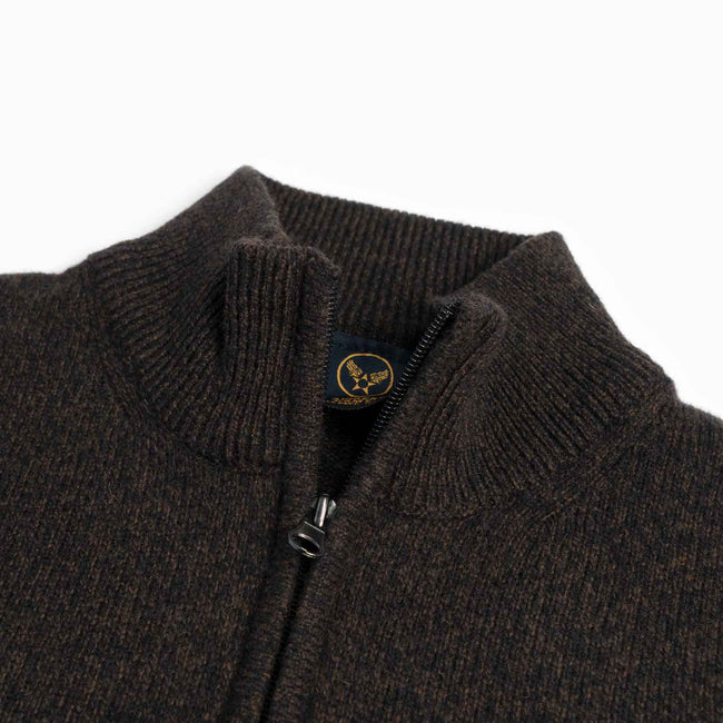 Maglia in lana con mezza zip - Marrone